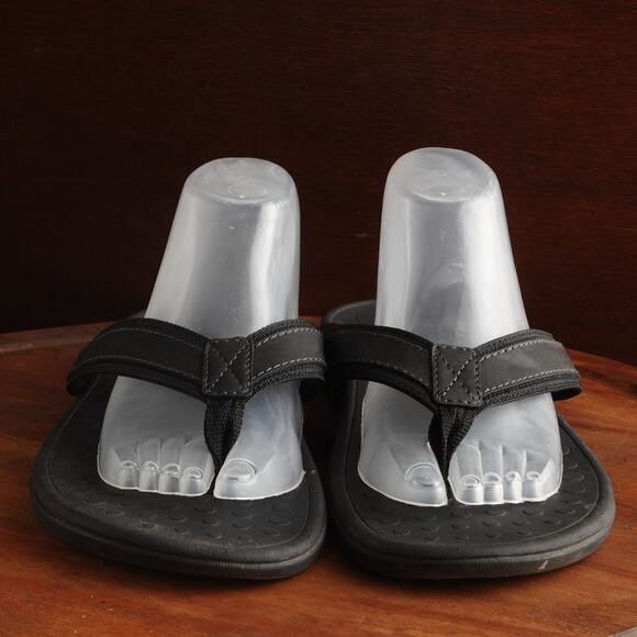 Vionic Sandals Mens Size 14 BLK Tide Leather Thong Flip Flop Comfort Beach Shoes main image 9